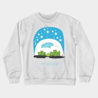 Frog family looking at the moon Crewneck Sweatshirt